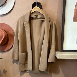 Quince Tan Blazer Relaxed Fit Open Front M